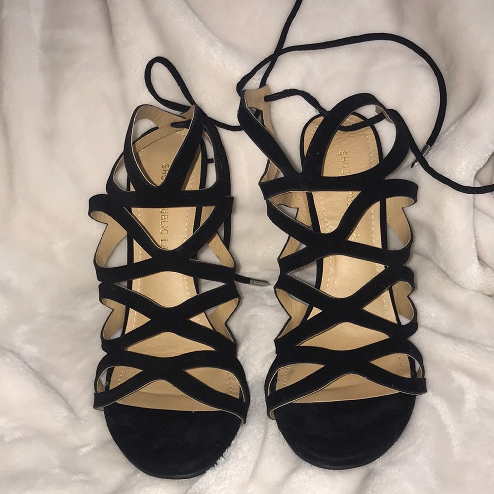Black lace up heels, brand new! Box included